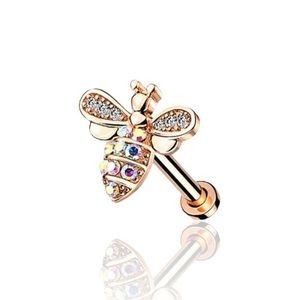 CZ Paved Crystal Bumble Bee Flat Back Stud Earrings